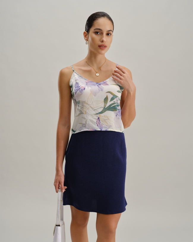 Green Floral Backless Camisole