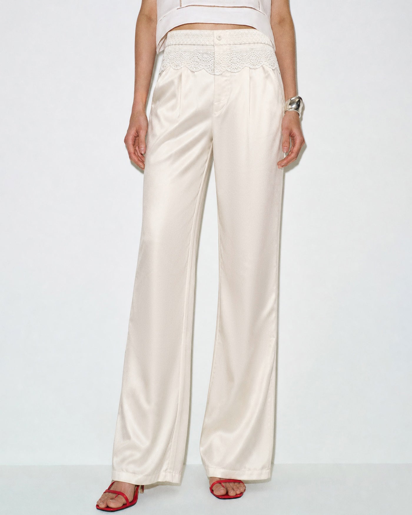 Women's Woven Polyester Casual Pants Apricot Bottoms - RIHOAS