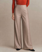 Women's Woven Polyester Casual Pants Apricot - RIHOAS