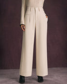 Apricot Button Pockets Straight Pants 01