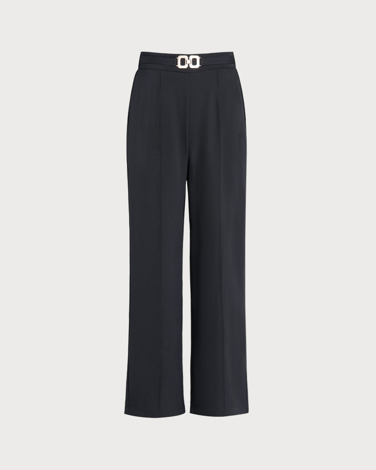 Women's Woven Polyester Casual Pants Black Bottoms - RIHOAS