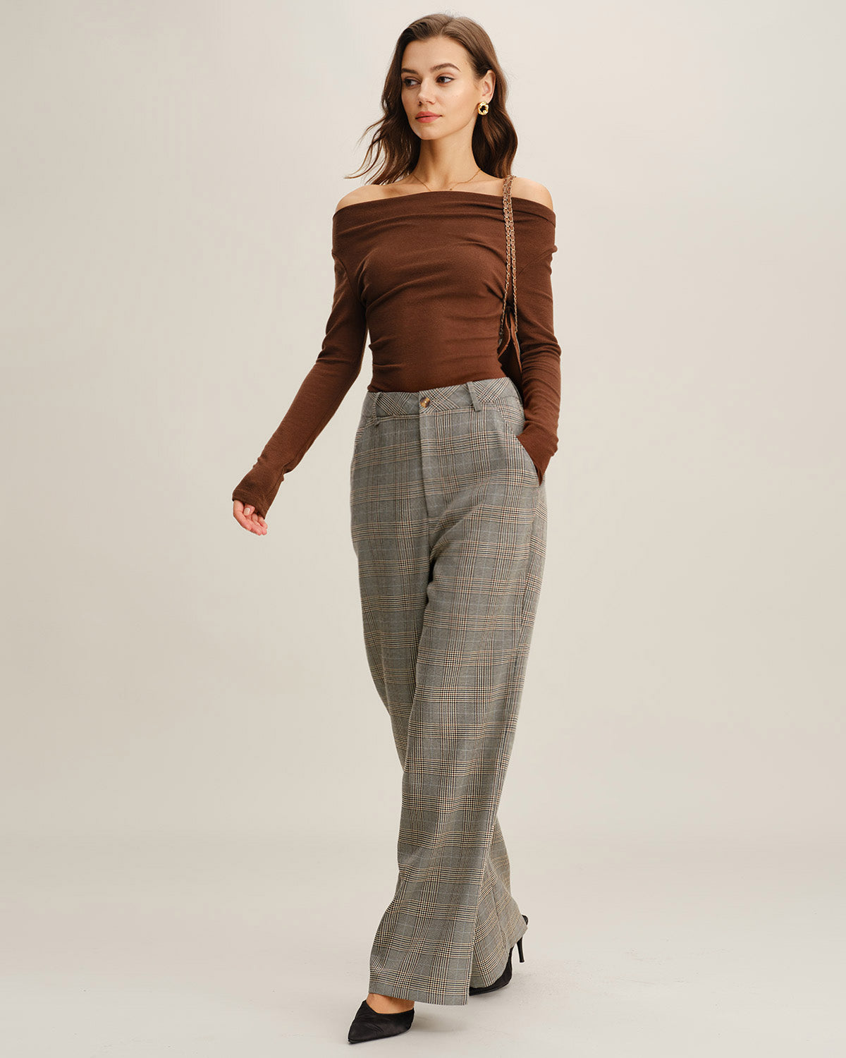 Women's Woven Polyester Casual Pants Bottoms - RIHOAS