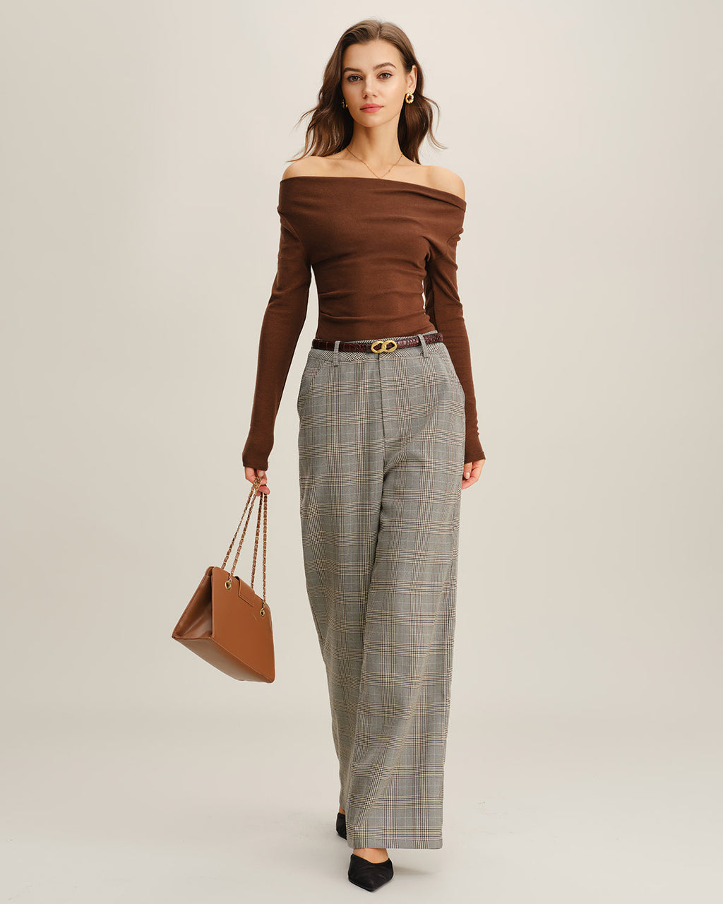 Women's Woven Polyester Casual Pants Bottoms - RIHOAS