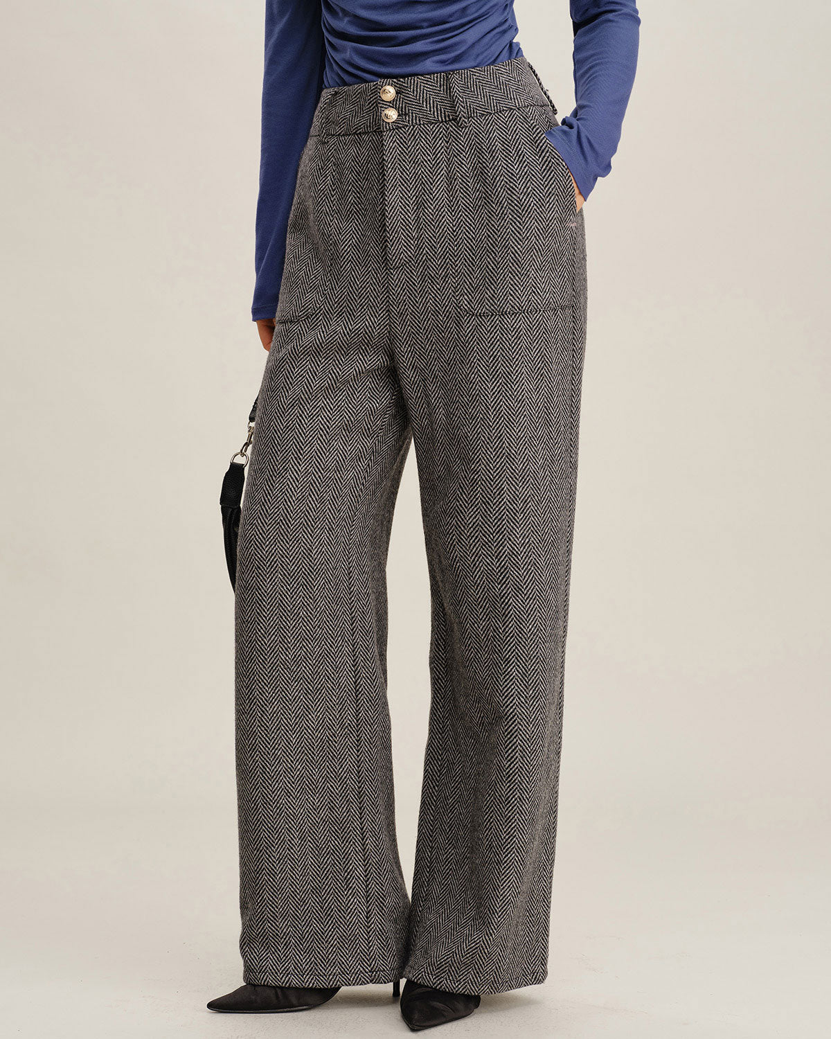 Women's Woven Polyester Casual Pants Bottoms - RIHOAS