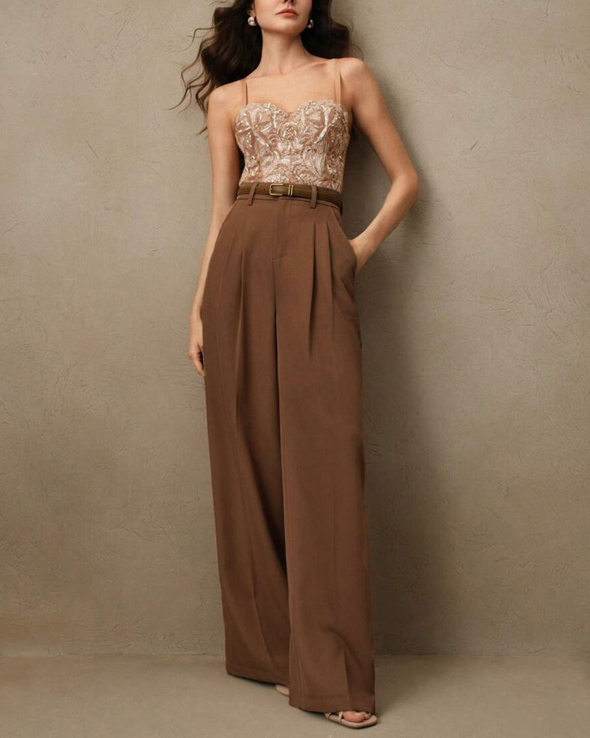 Women's Woven Polyester Casual Pants Bottoms - RIHOAS