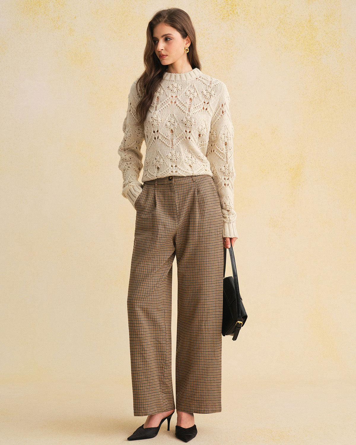 Women's Woven Polyester Casual Pants Bottoms - RIHOAS