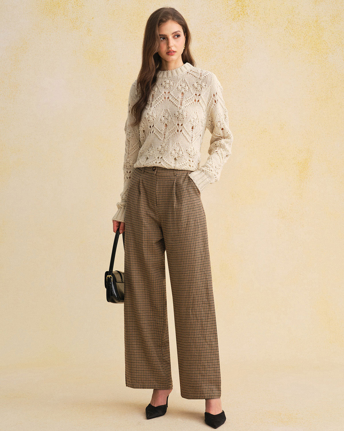 Women's Woven Polyester Casual Pants Bottoms - RIHOAS