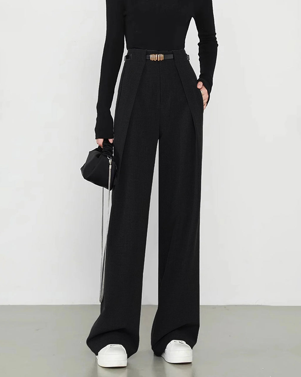 Women's Woven Polyester Casual Pants Bottoms - RIHOAS