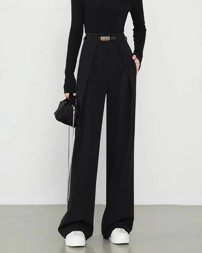 Women's Woven Polyester Casual Pants Bottoms - RIHOAS
