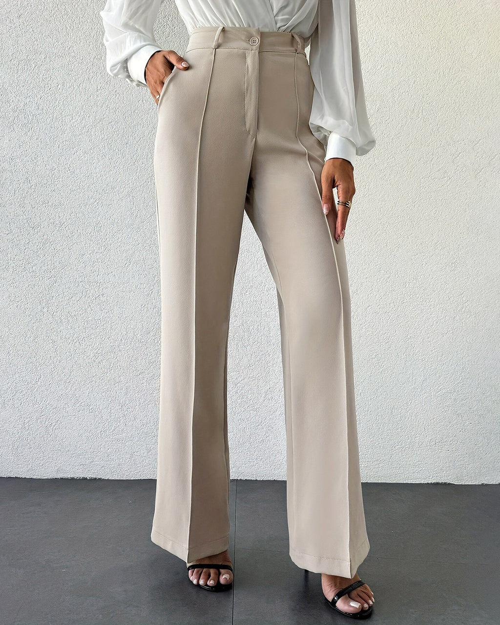 Women's Woven Polyester Casual Pants Bottoms - RIHOAS
