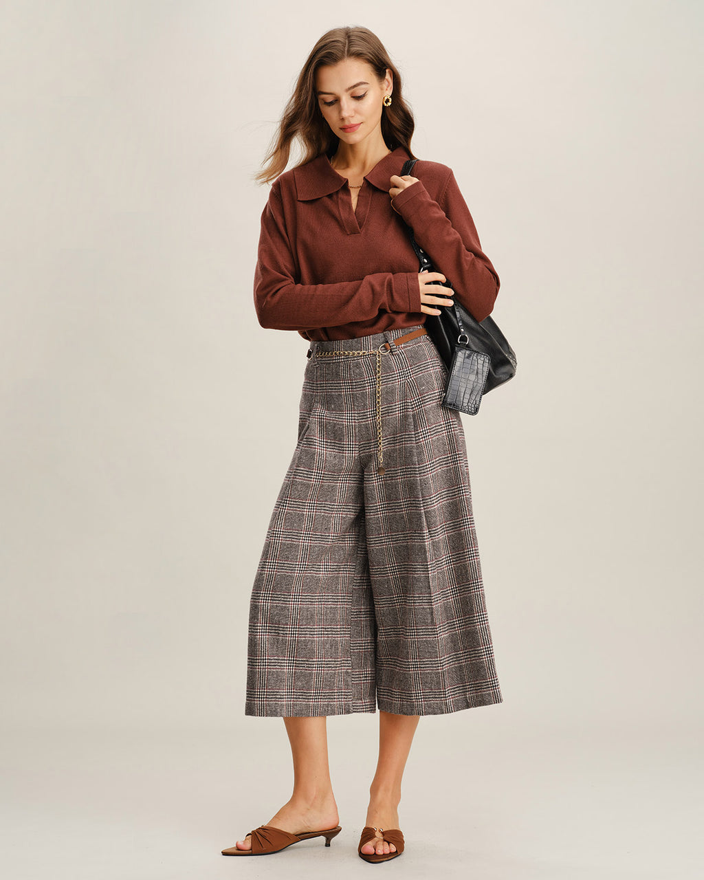 Women's Woven Polyester Casual Pants Bottoms - RIHOAS