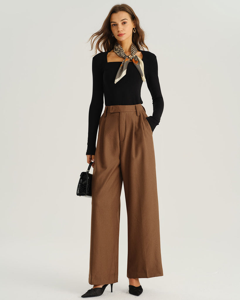 Women's Woven Polyester Casual Pants Bottoms - RIHOAS