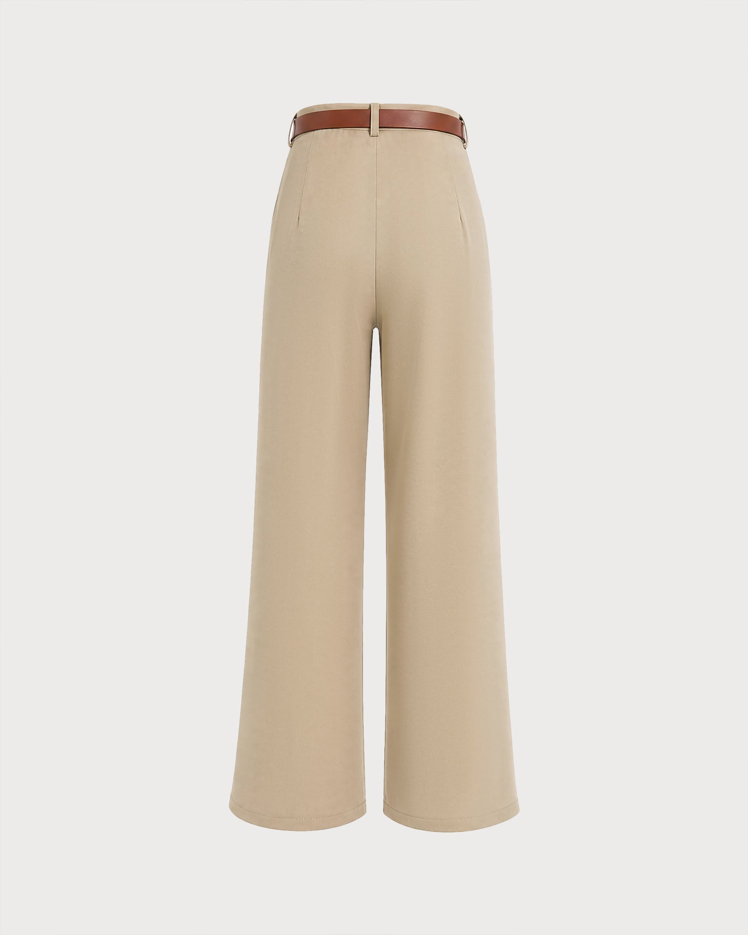 Khaki Belt Pockets Straight Pants 03