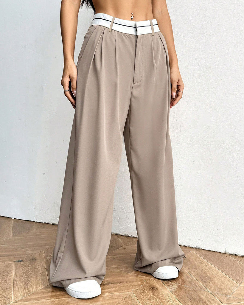Women's Woven Polyester Casual Pants Bottoms - RIHOAS
