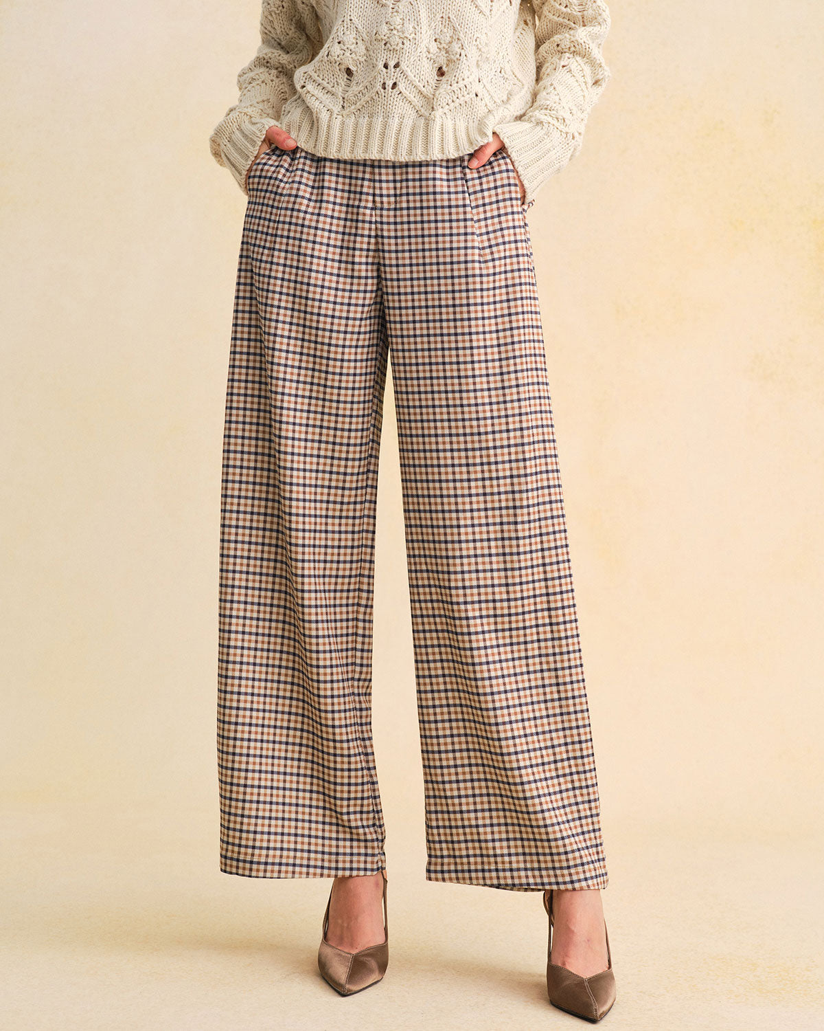 Women's Woven Polyester Casual Pants Bottoms - RIHOAS