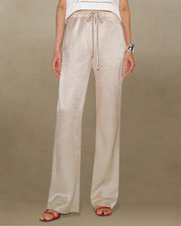 Women's Woven Polyester Casual Pants Bottoms - RIHOAS