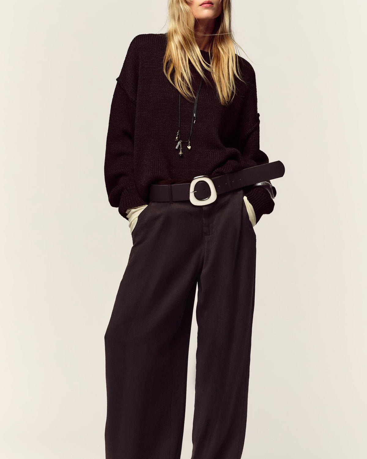 Women's Woven Polyester Casual Pants Bottoms - RIHOAS