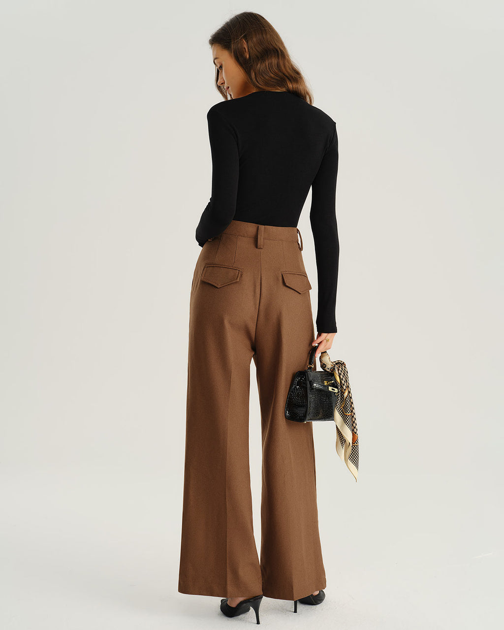 Women's Woven Polyester Casual Pants Bottoms - RIHOAS