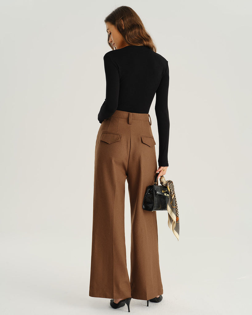 Women's Woven Polyester Casual Pants Bottoms - RIHOAS
