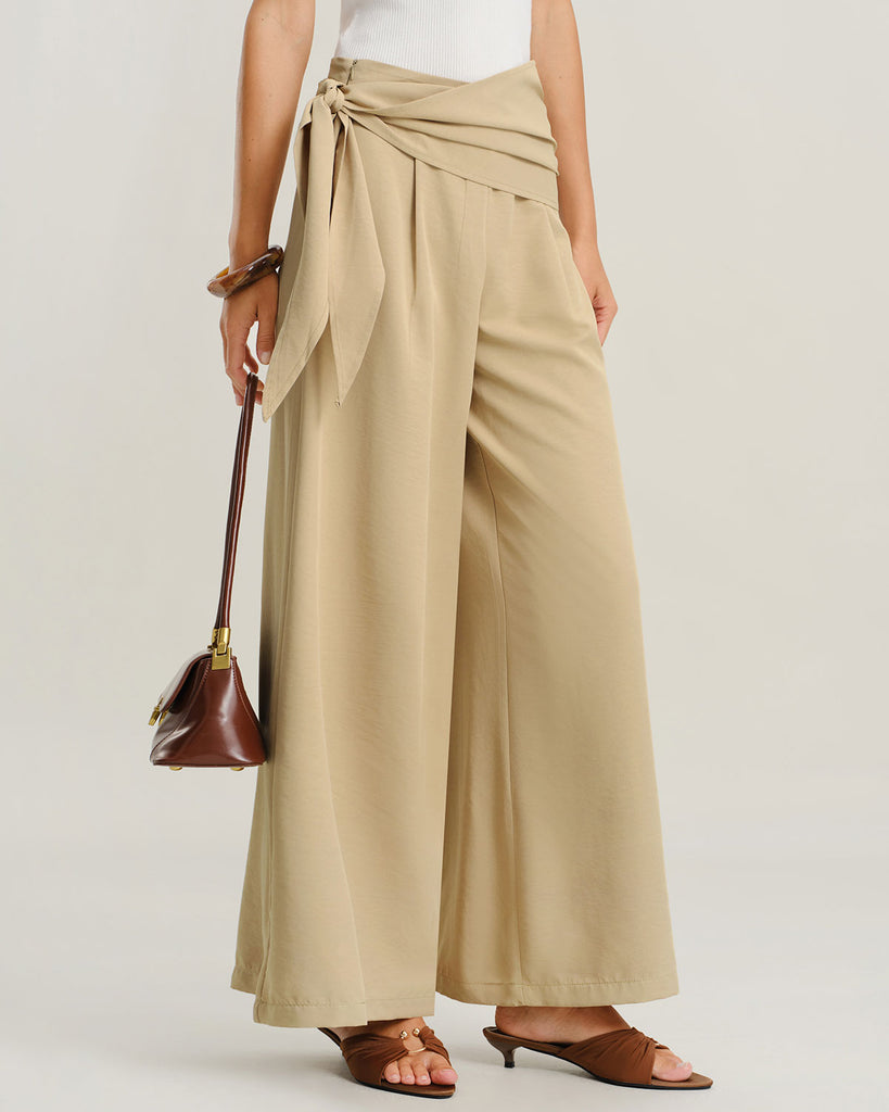Women's Woven Polyester Casual Pants Bottoms - RIHOAS