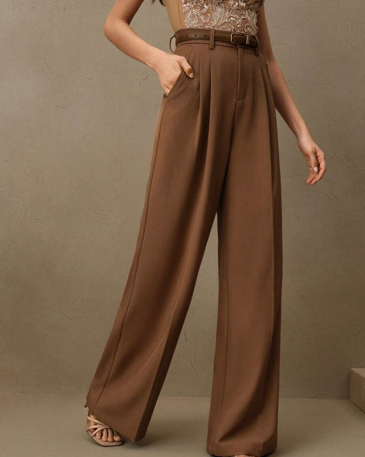 Women's Woven Polyester Casual Pants Bottoms - RIHOAS