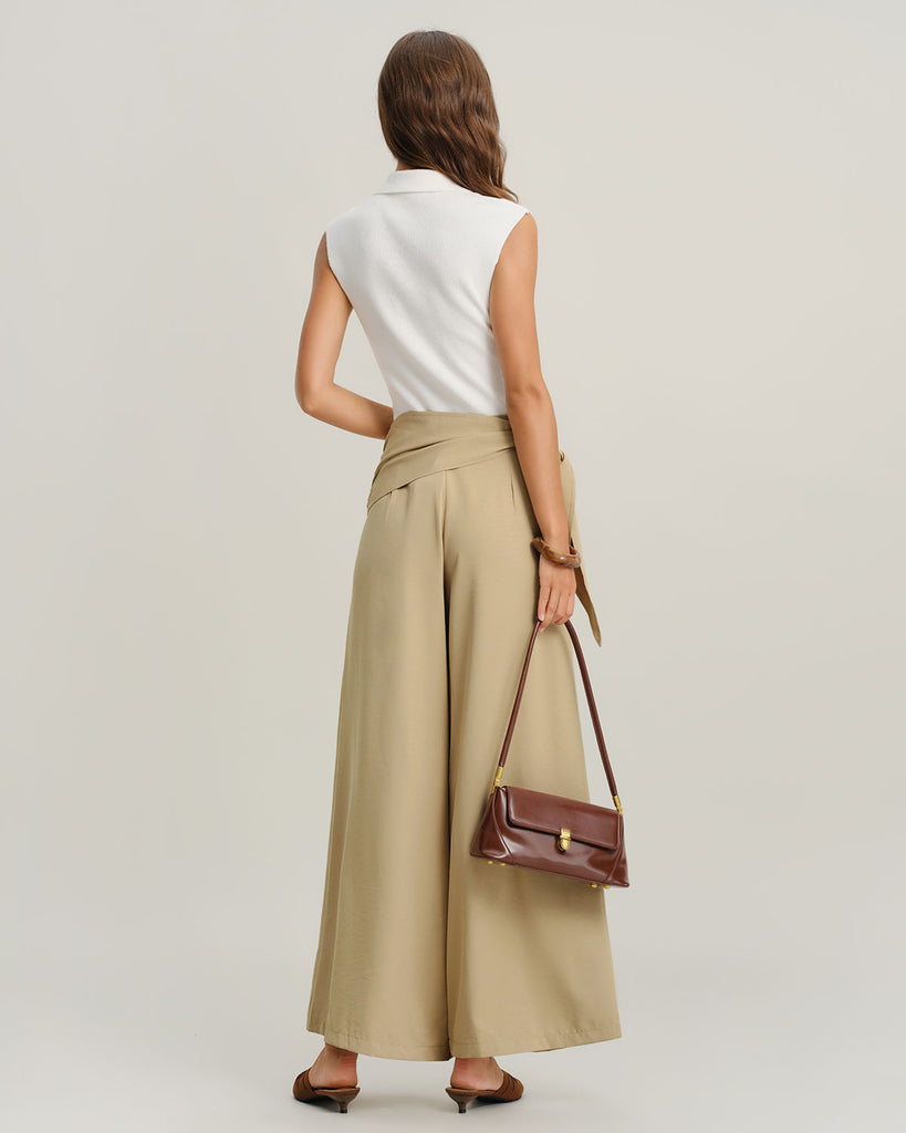 Women's Woven Polyester Casual Pants Bottoms - RIHOAS