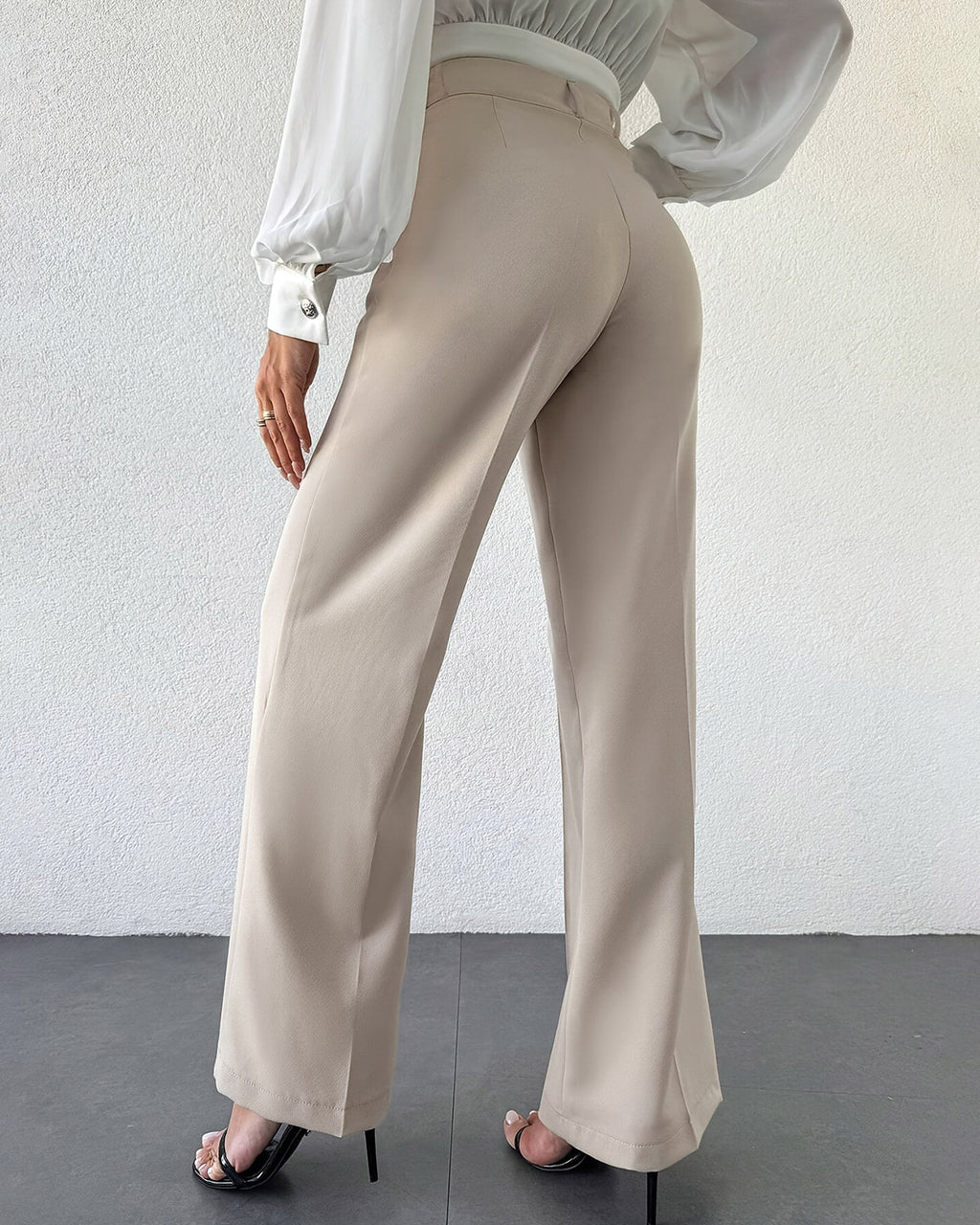 Women's Woven Polyester Casual Pants Bottoms - RIHOAS