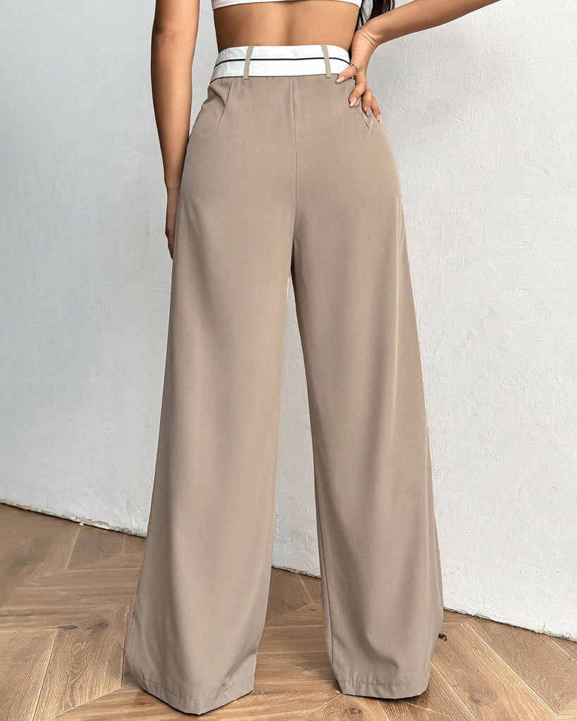 Women's Woven Polyester Casual Pants Bottoms - RIHOAS
