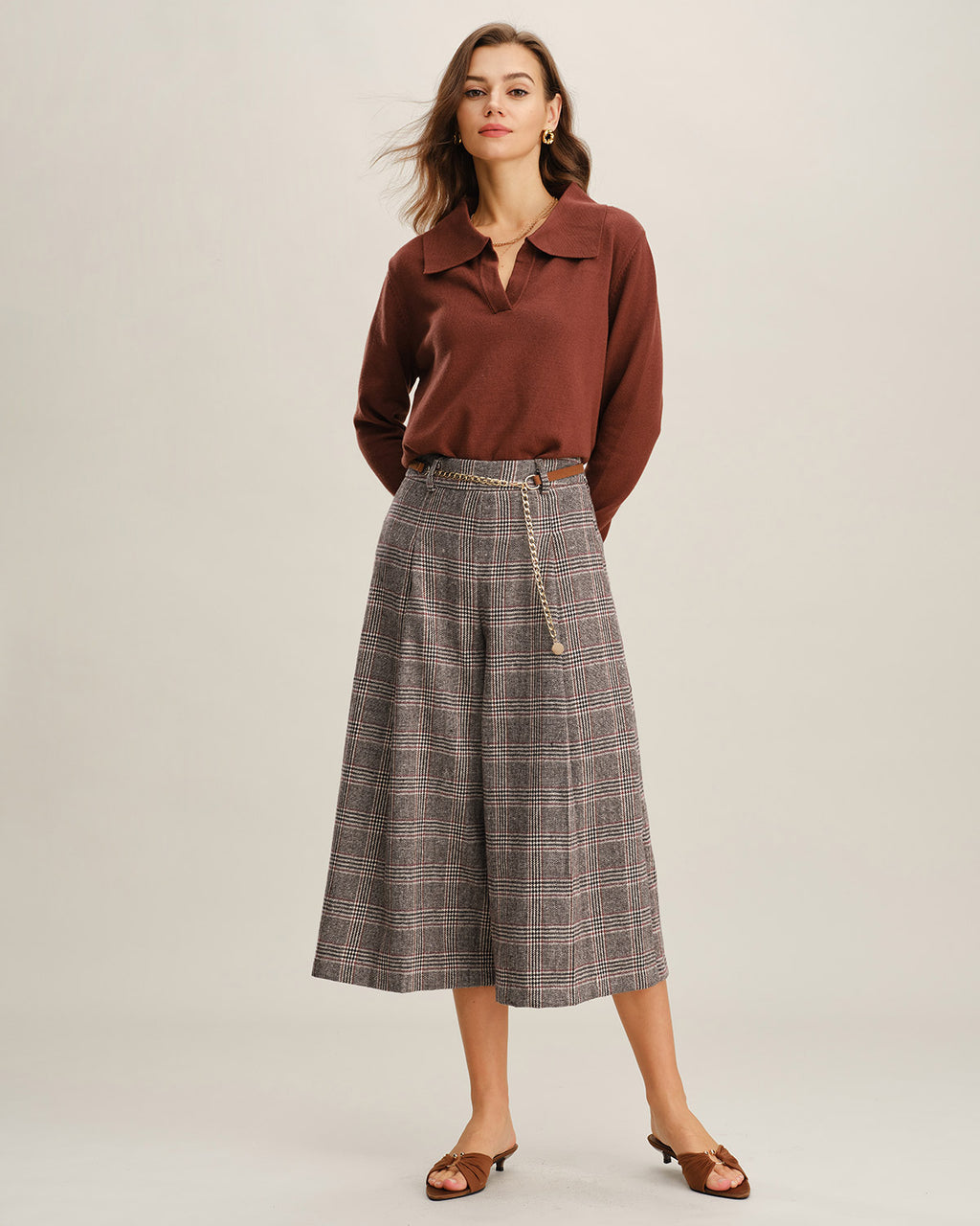Women's Woven Polyester Casual Pants Bottoms - RIHOAS