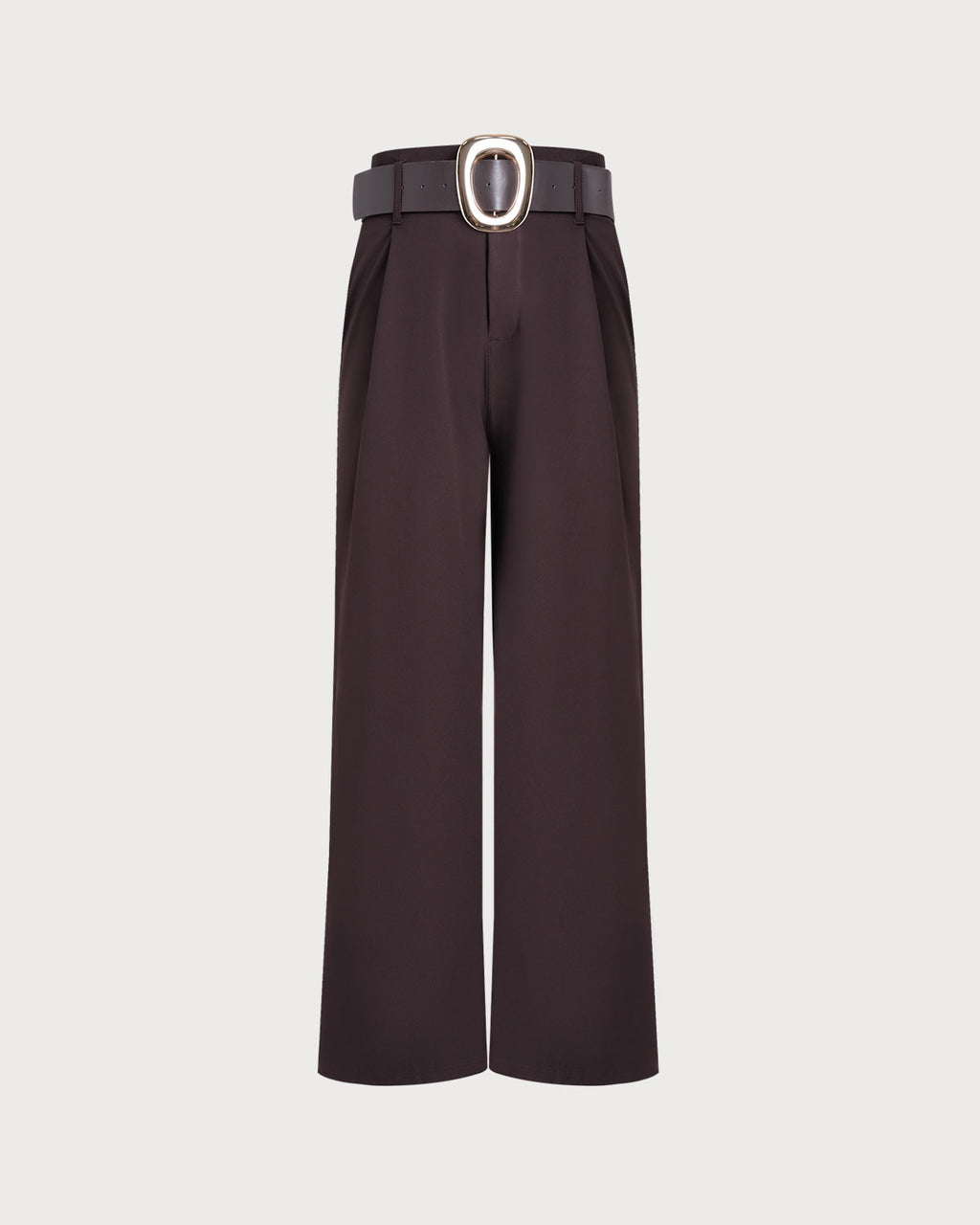 Women's Woven Polyester Casual Pants Brown Bottoms - RIHOAS