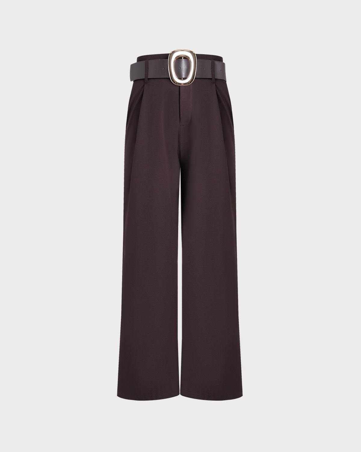 Women's Woven Polyester Casual Pants Brown Bottoms - RIHOAS