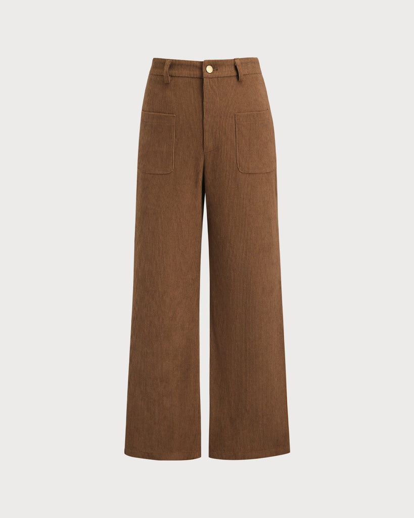 Women's Woven Polyester Casual Pants Caramel Bottoms - RIHOAS