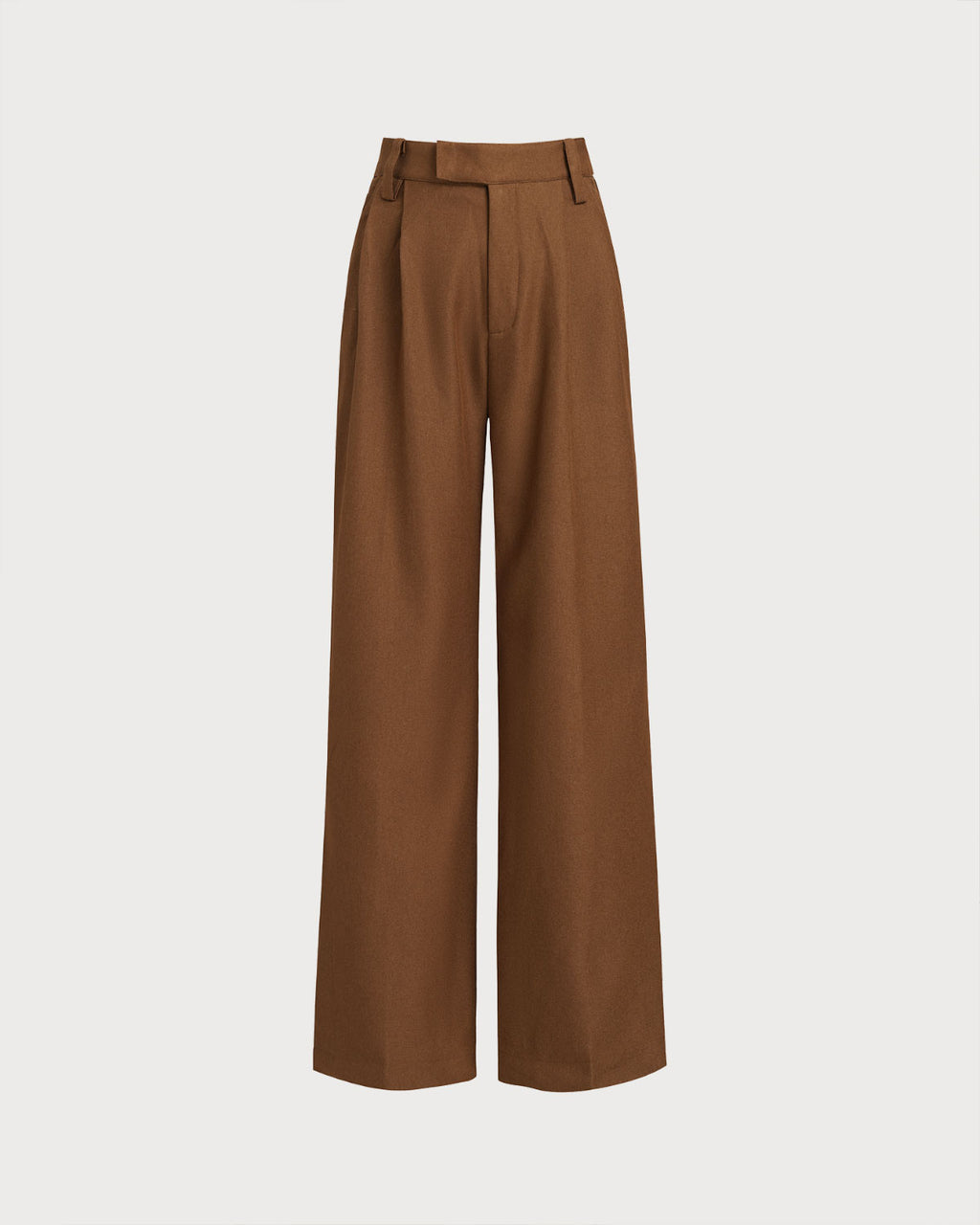 Women's Woven Polyester Casual Pants Caramel Bottoms - RIHOAS