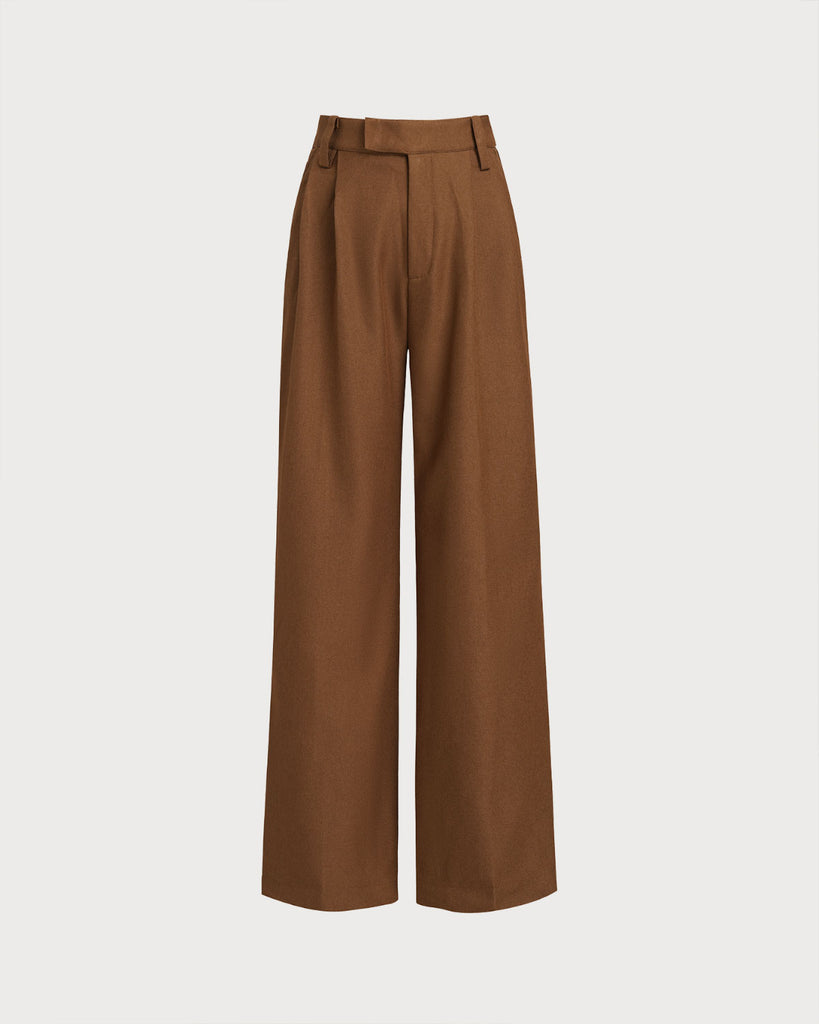 Women's Woven Polyester Casual Pants Caramel Bottoms - RIHOAS