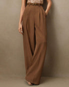 Women's Woven Polyester Casual Pants Caramel Bottoms - RIHOAS