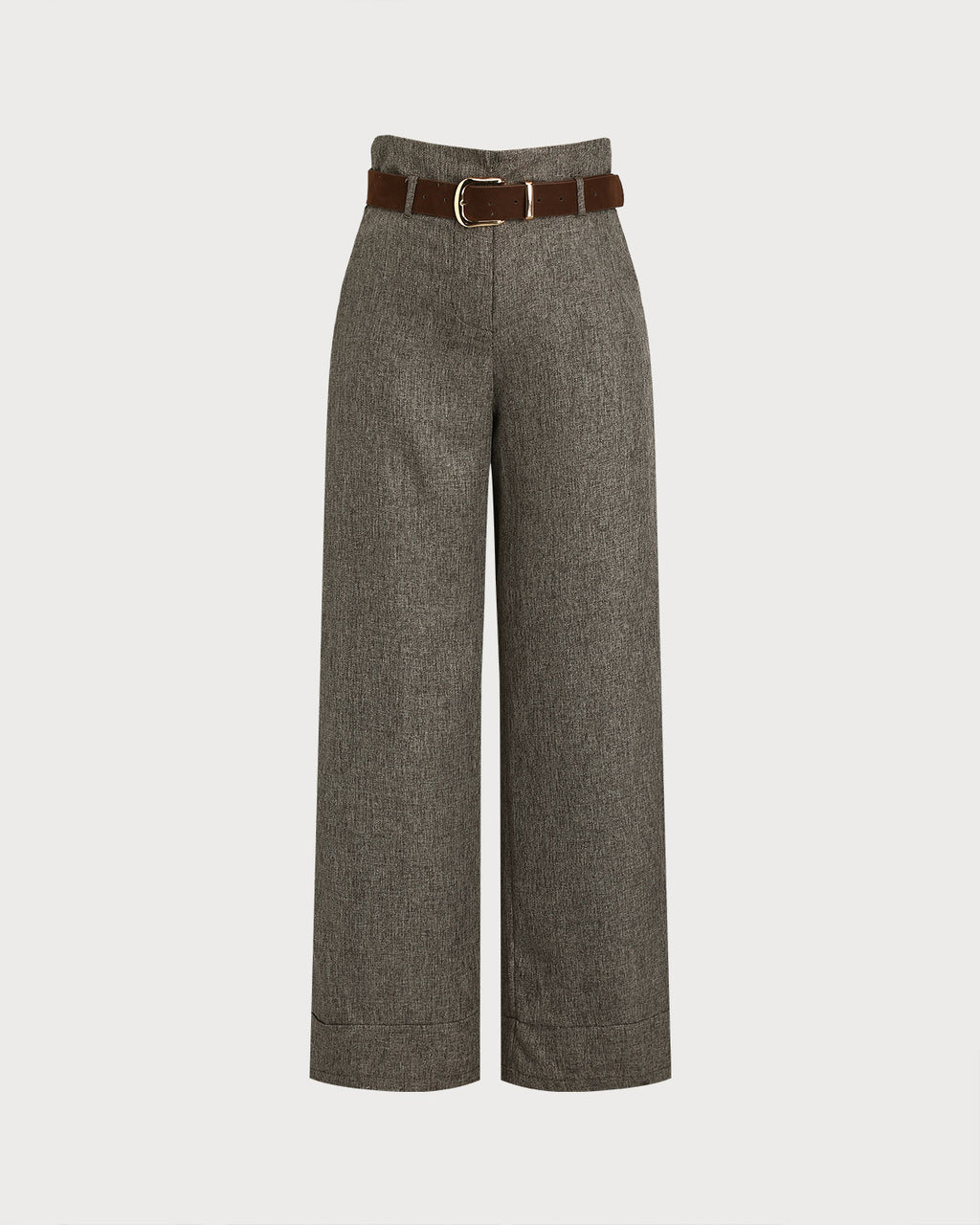 Women's Woven Polyester Casual Pants Grey Bottoms - RIHOAS