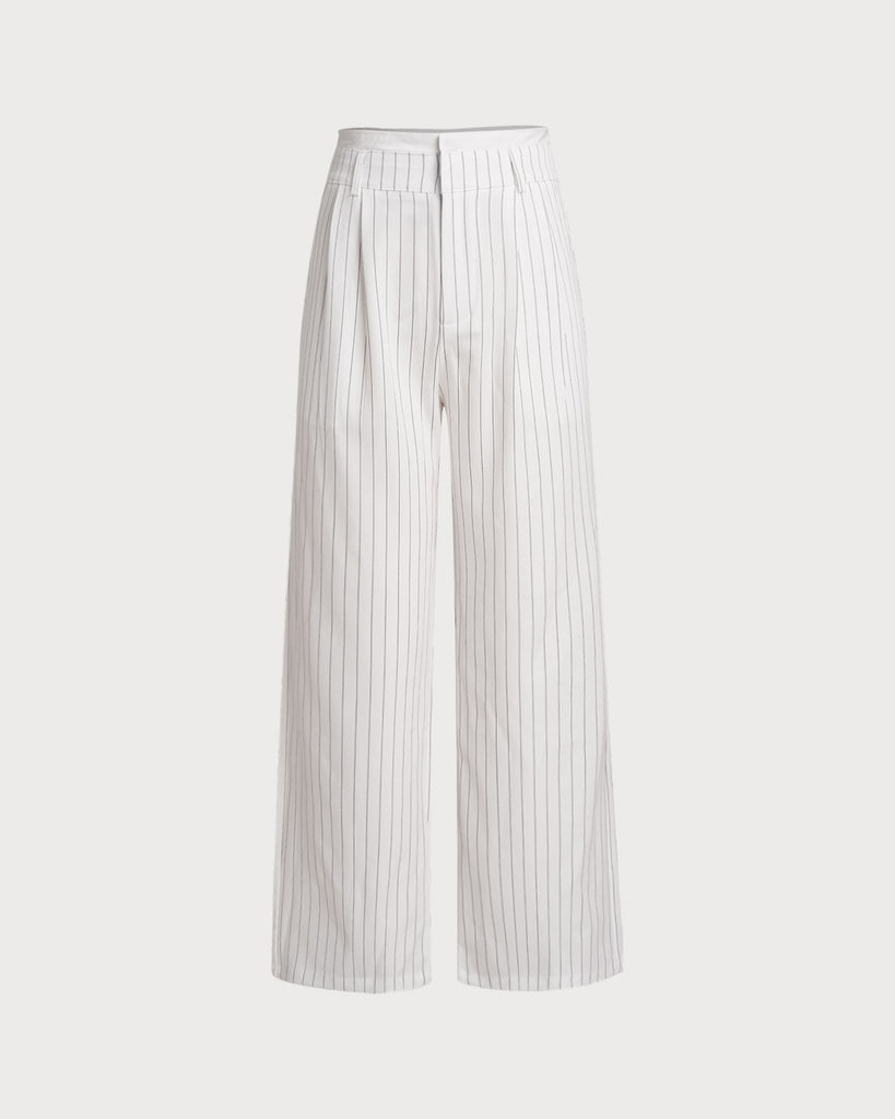 Women's Woven Polyester Casual Pants White Bottoms - RIHOAS