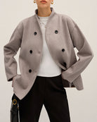 Women's Woven Polyester Coat Beige Outerwear - RIHOAS