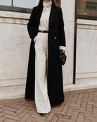 Women's Woven Polyester Coat Black Outerwear - RIHOAS