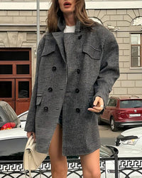 Women's Woven Polyester Coat Grey Outerwear - RIHOAS