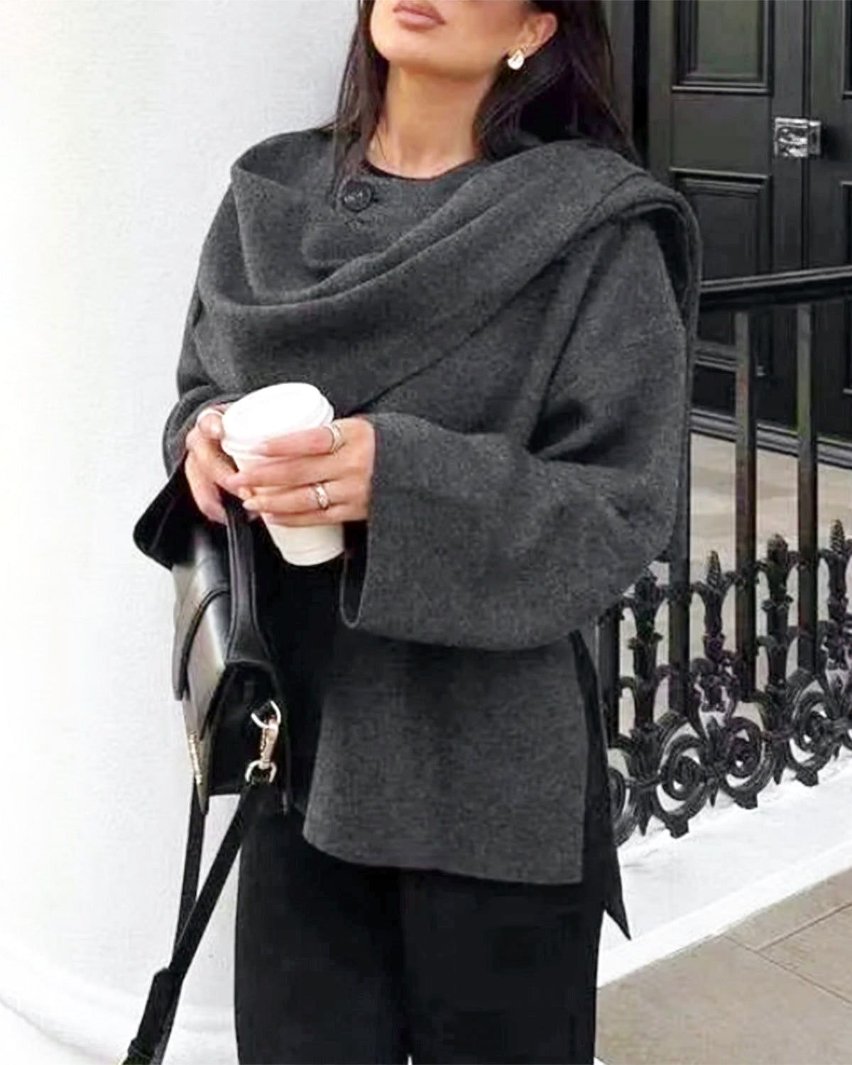 Women's Woven Polyester Coat Outerwear - RIHOAS