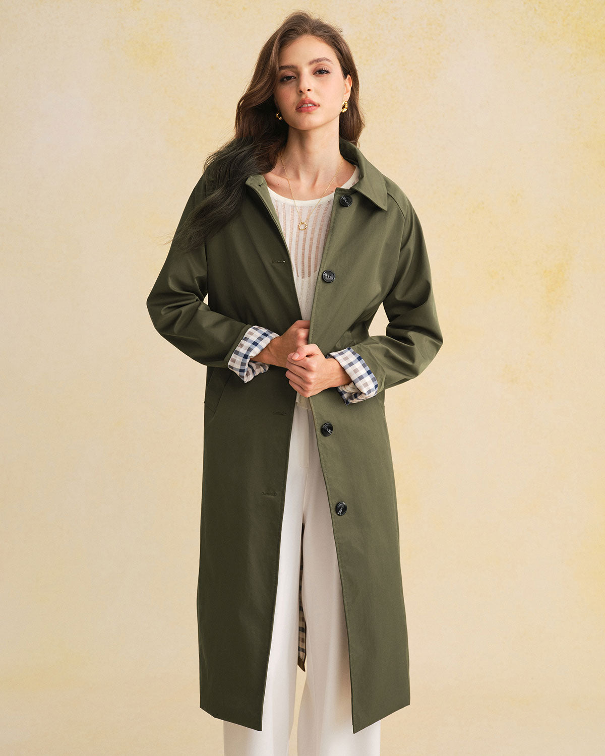 Women's Woven Polyester Coat Outerwear - RIHOAS