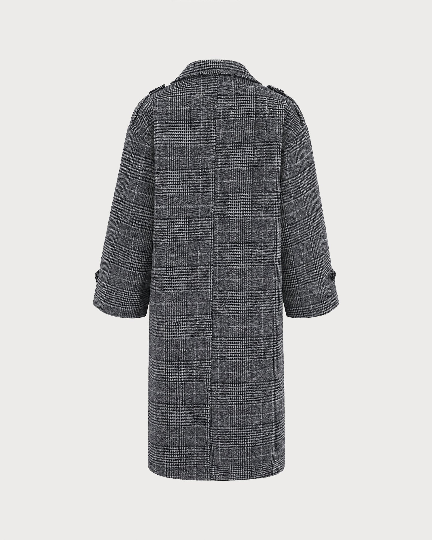 Grey Plaid Trench Coat - RIHOAS - 04
