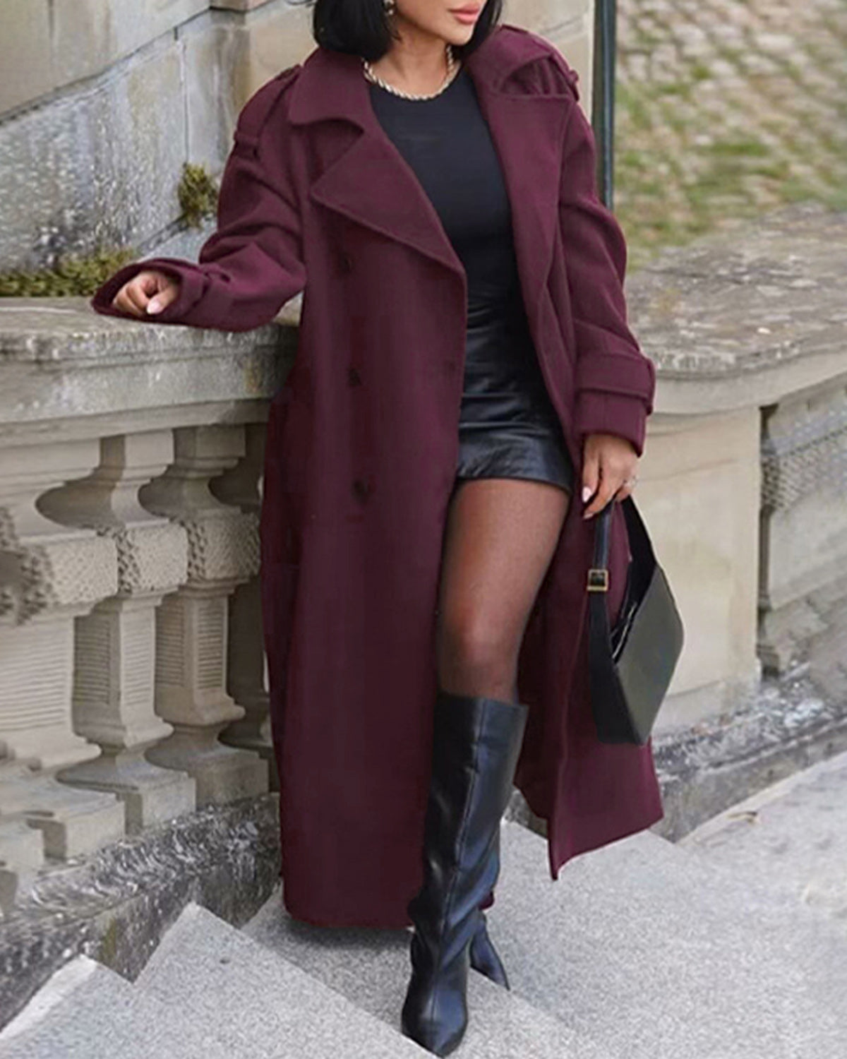 Women's Woven Polyester Coat Outerwear - RIHOAS