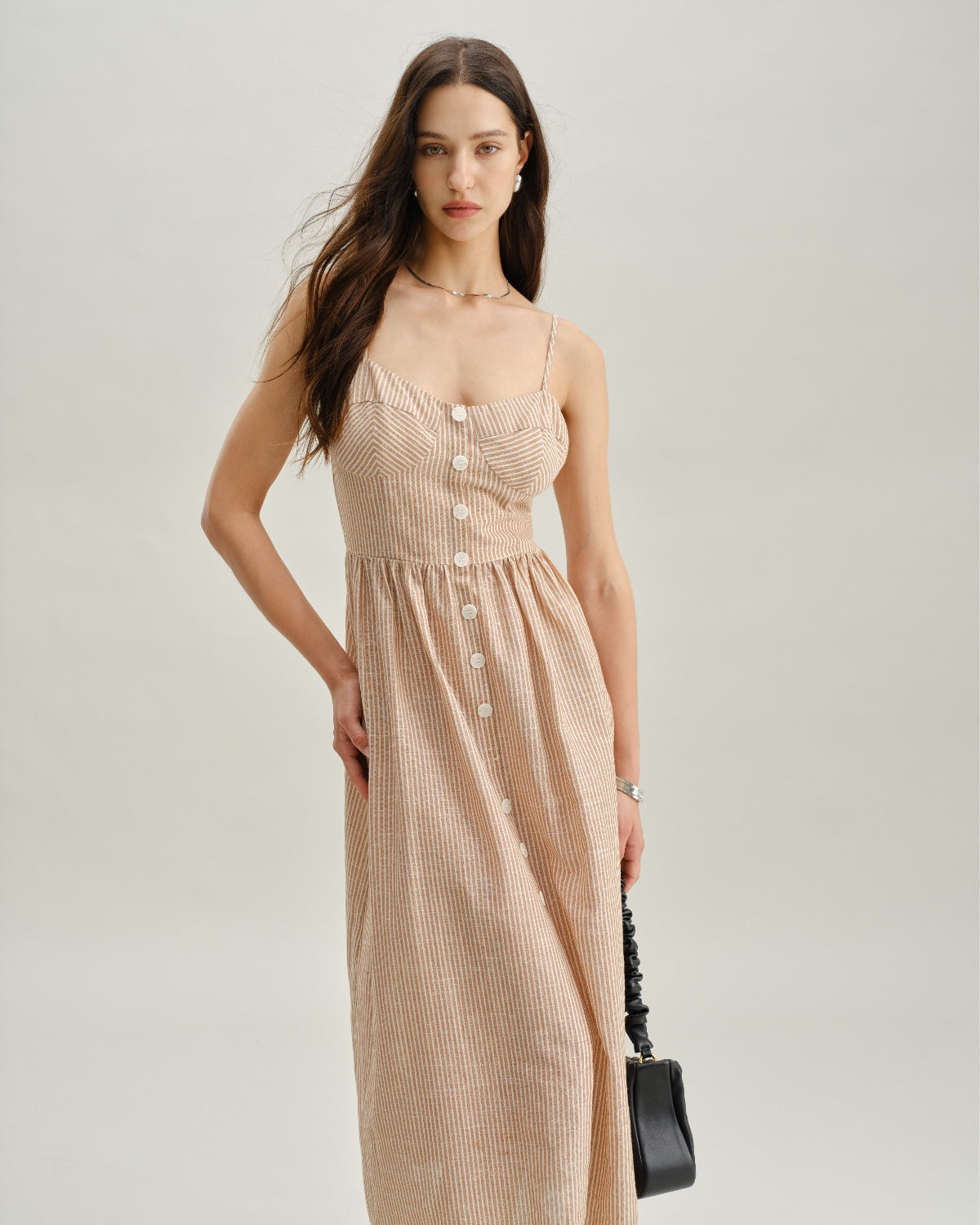 Striped Sweetheart Neck Slip Maxi Dress