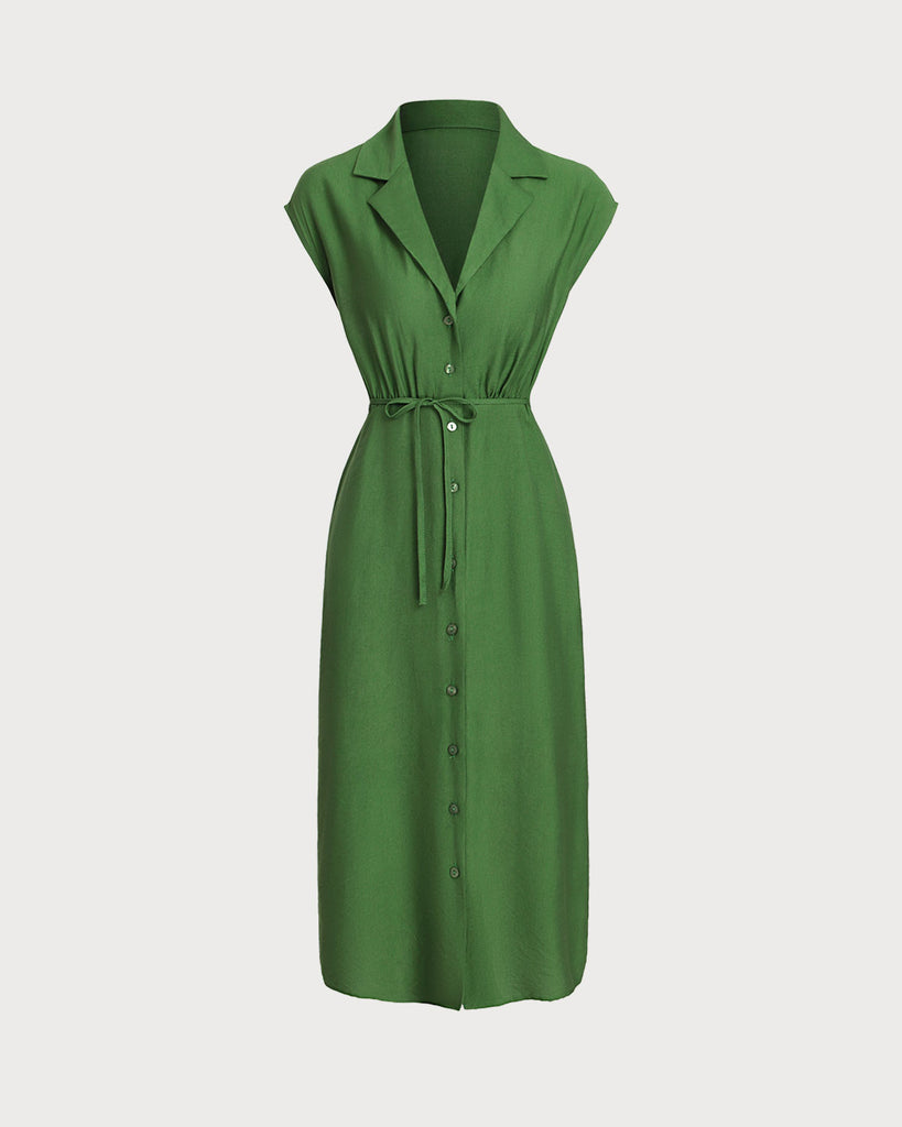 Women's Woven Polyester Dress Green Dresses - RIHOAS