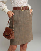Women's Woven Polyester Halter Skirt Khaki Bottoms - RIHOAS
