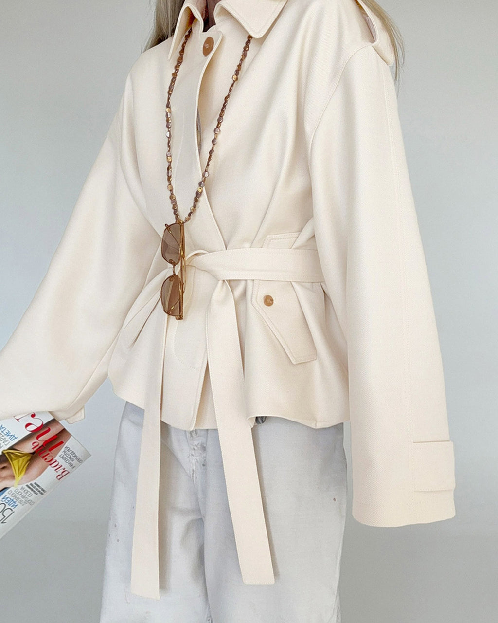 Women's Woven Polyester Jacket Apricot Outerwear - RIHOAS