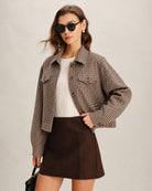 Women's Woven Polyester Jacket Brown - RIHOAS