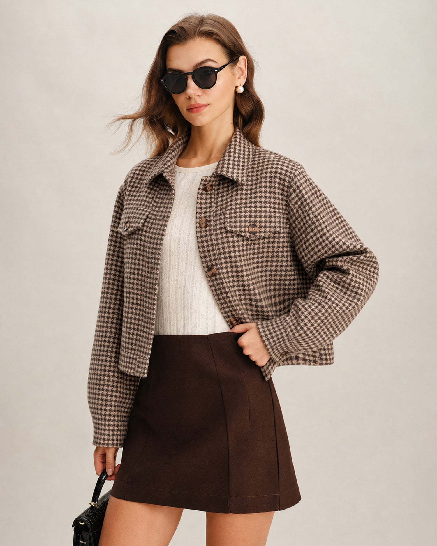 Women's Woven Polyester Jacket Brown - RIHOAS
